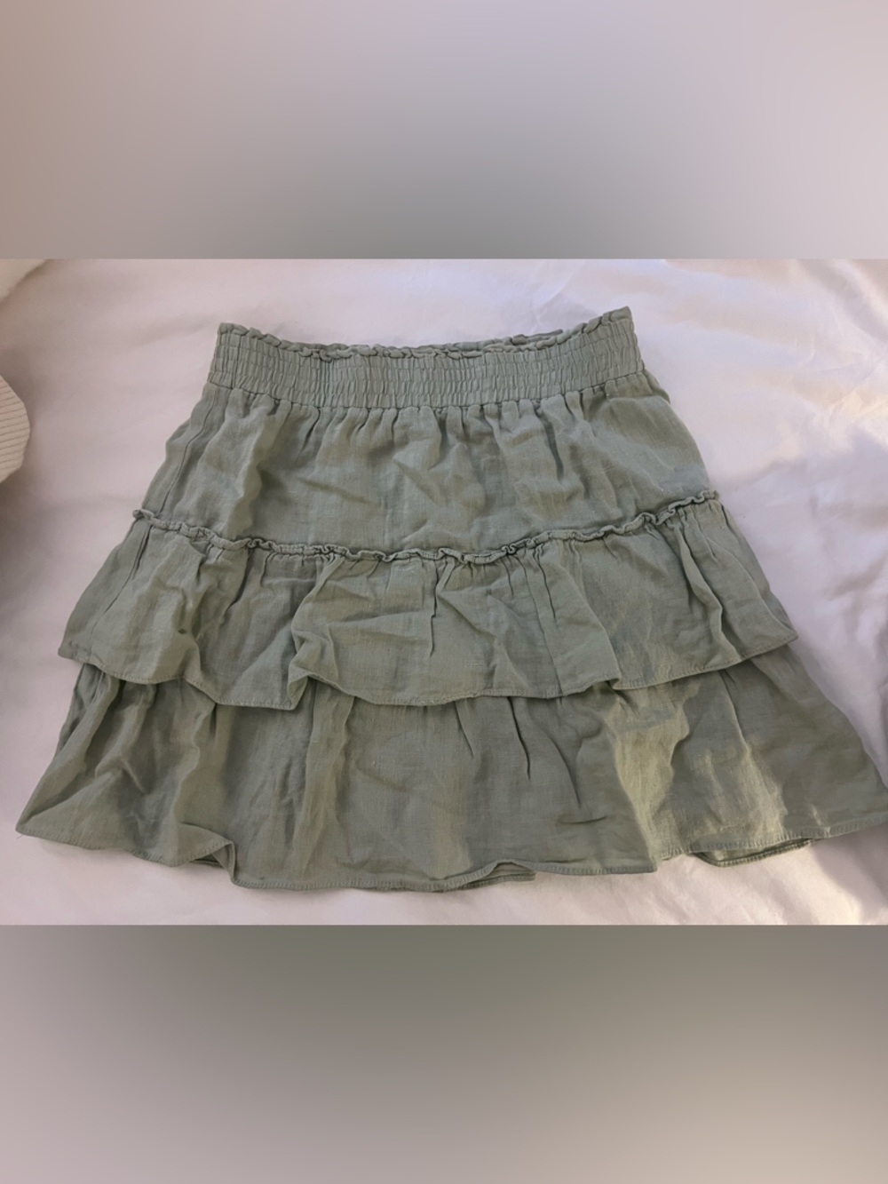 Zara Light Sage Ruffled Mini Skirt
